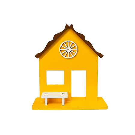 Casa Da Vila Festa Junina Amarelo Banco Branco Decoração MDF