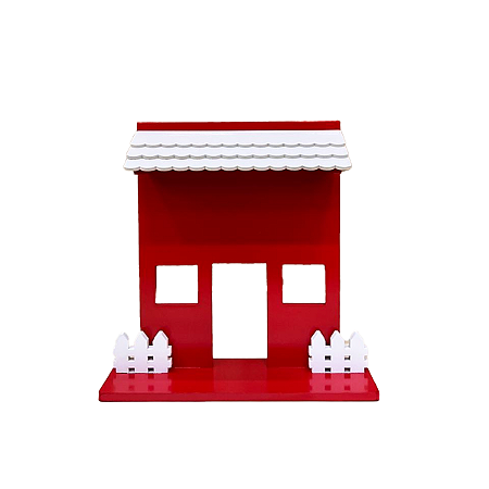 Casa Da Vila Festa Junina Vermelho Telhado Bege Decoração MDF