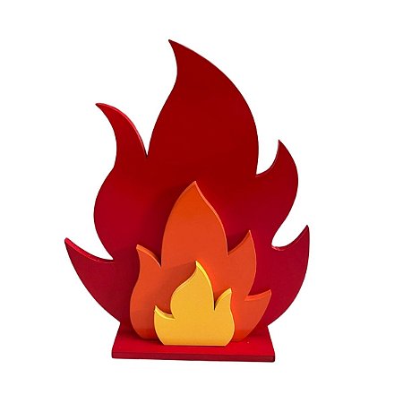 Display MDF Fogueira 3D Vermelho Laranja Amarelo Enfeite