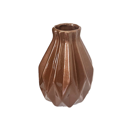 Vaso Geométrico Grande Brilhante Rose Gold Decorativo Flores