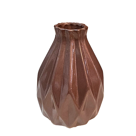 Vaso Geométrico Grande Brilhante Rose Gold Decorativo Flores