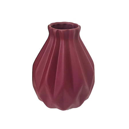 Vaso Geométrico Grande Fosco Marsala Decorativo Flores