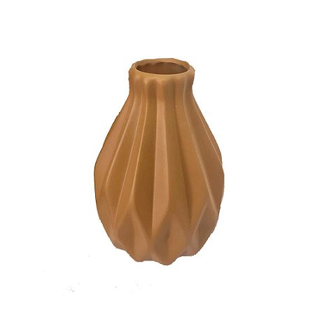 Vaso Geométrico Grande Fosco Canela Decorativo Flores
