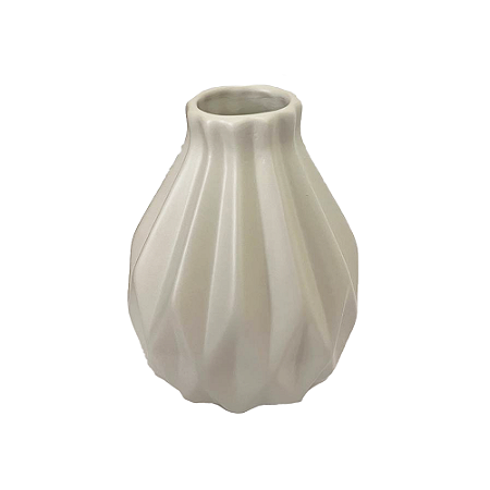 Vaso Geométrico Grande Fosco Off White Decorativo Flores