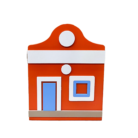 Cachepot Vila Festa Junina Laranja Decorativo MDF