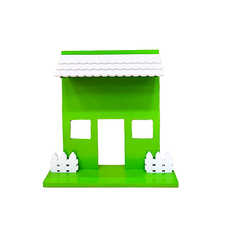 Casa Da Vila Festa Junina Verde Telhado Bege Decoração MDF