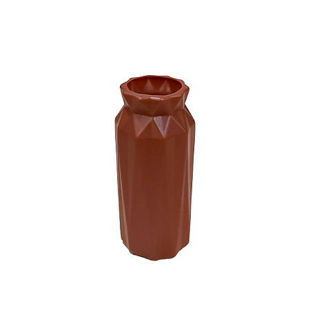 Vaso Plástico Glam Marrom Russet Decorativo Flor Artificial