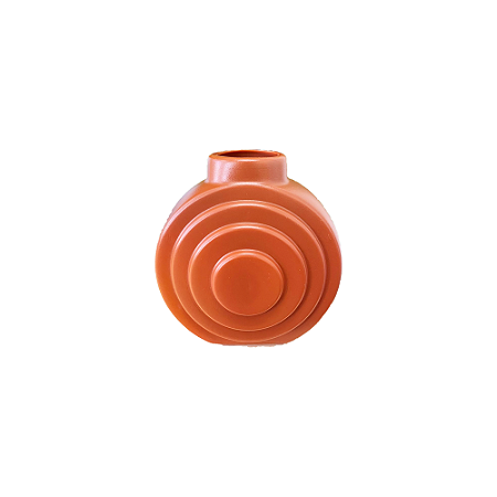 Vaso Plástico Orbe Marrom Russet Decorativo Flor Artificial