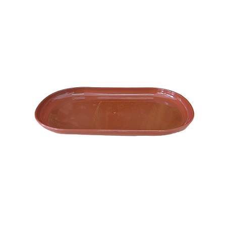 Bandeja Oval  Plástico 22x13 Marrom Russet Decoração Festa