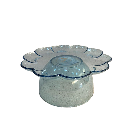 Boleira Flor Grande Com Pé Glitter Azul Bebê Só Boleiras