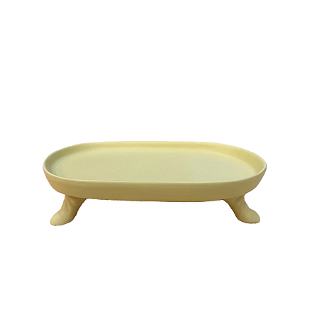 Mini Bandeja Chicago Oval Com Pé Amarelo Bebê Fosco Decorativo