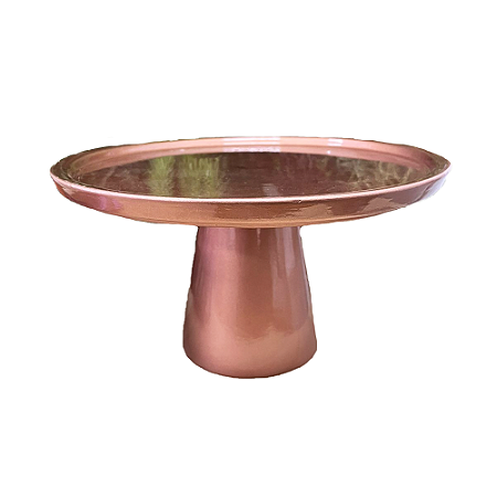 Prato Chicago Médio Cerâmica Rose Gold Brilhante Decorar Festa
