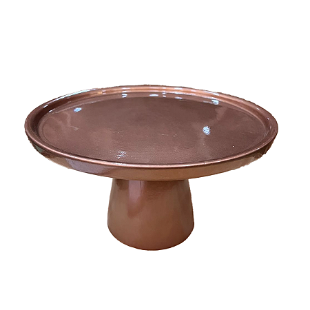 Prato Chicago Médio Cerâmica Rose Gold Brilhante Decorar Festa