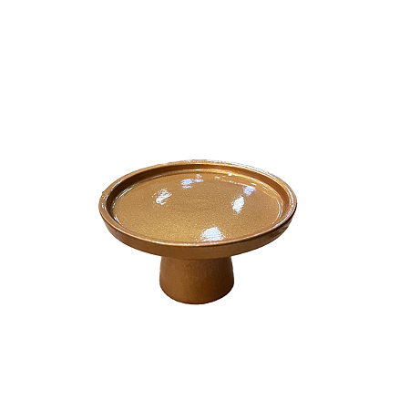 Mini Prato Chicago Dourado Decorativo Festa Cerâmica