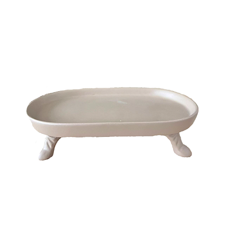 Mini Bandeja Chicago Oval Com Pé Nude Fosco Decorativo