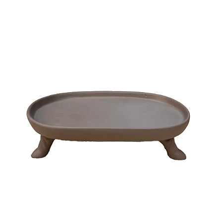 Mini Bandeja Chicago Oval Com Pé Nude Fosco Decorativo