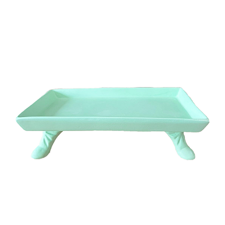 Mini Bandeja Chicago Retangular Com Pé Verde Bebê Fosco Decorar