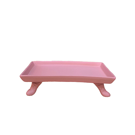 Mini Bandeja Chicago Retangular Com Pé Rosa Bebê Fosco Decora