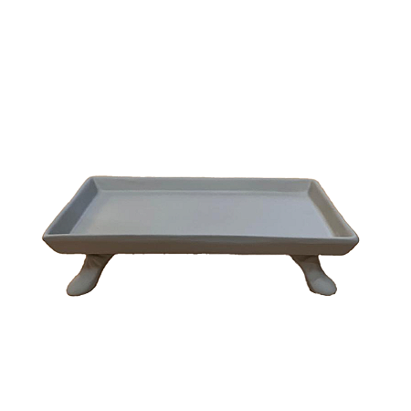 Mini Bandeja Chicago Retangular Com Pé Cinza Fosco Decoração