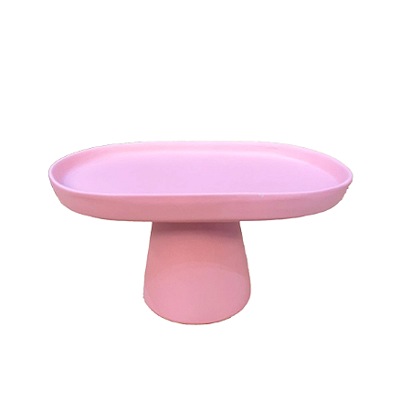 Mini Prato Chicago Oval Pé Redondo Rosa Bebê Fosco Decoração