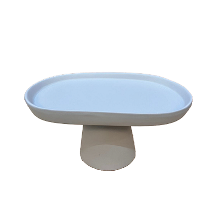 Mini Prato Chicago Oval Pé Redondo Cinza Fosco Decoração