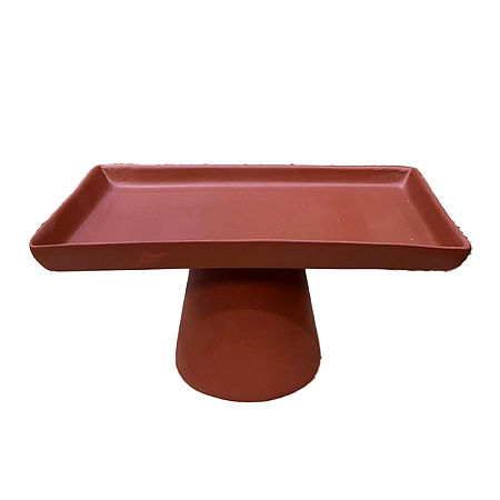 Mini Prato Chicago Retangular Pé Redondo Terracota Fosco