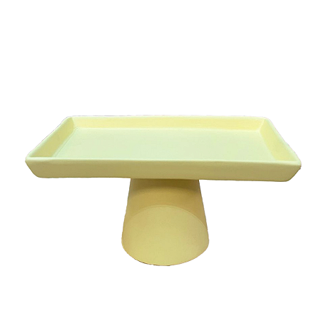 Mini Prato Chicago Retangular Pé Redondo Amarelo Bebê Fosco
