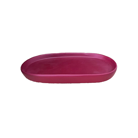Bandeja Chicago Oval Cerâmica Decorativa Marsala Fosco