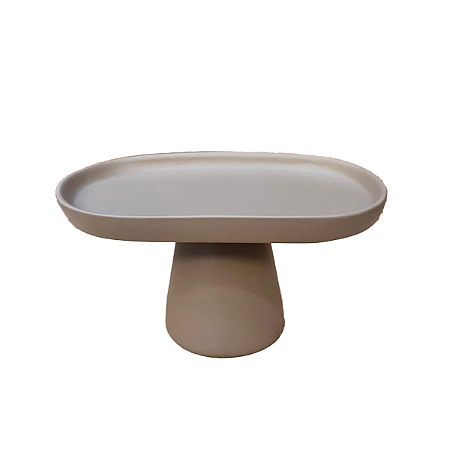 Mini Prato Chicago Oval Pé Redondo Nude Fosco Decoração