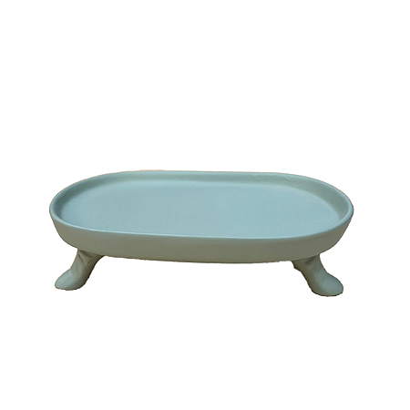 Mini Bandeja Chicago Oval Com Pé Verde Menta Fosco Decorativo