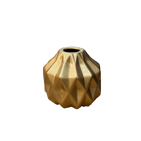 Mini Vaso Geométrico Dourado Brilhante Decorativo Flores