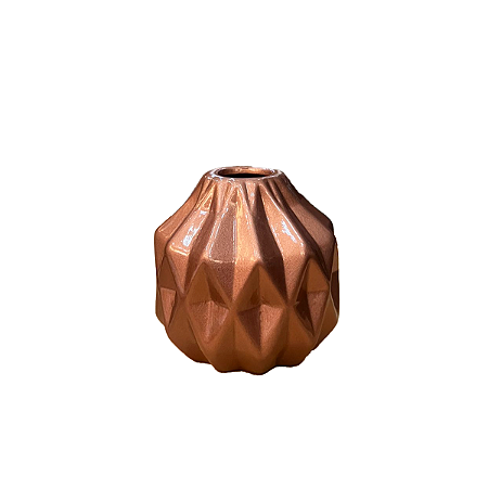 Mini Vaso Geométrico Rose Gold Brilhante Decorativo Flores