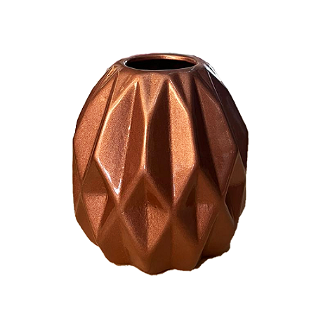 Vaso Geométrico Pequeno Rose Gold Brilhante Decorativo Flores