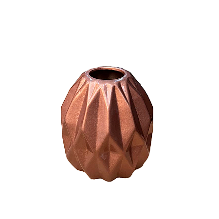 Vaso Geométrico Pequeno Rose Gold Brilhante Decorativo Flores