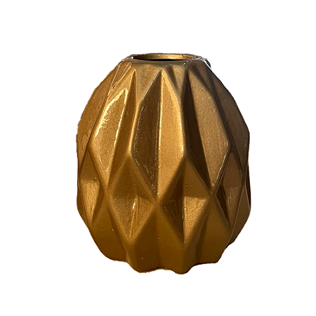 Vaso Geométrico Pequeno Dourado Brilhante Decorativo Flores