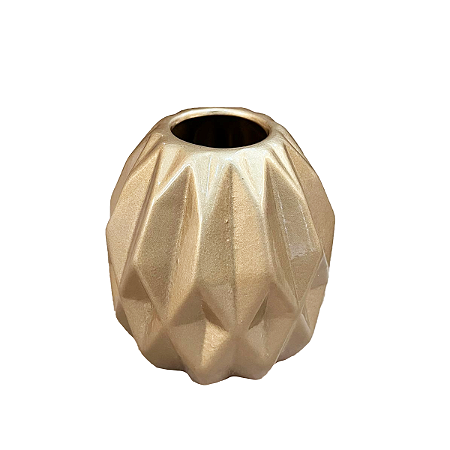Vaso Geométrico Pequeno Dourado Brilhante Decorativo Flores