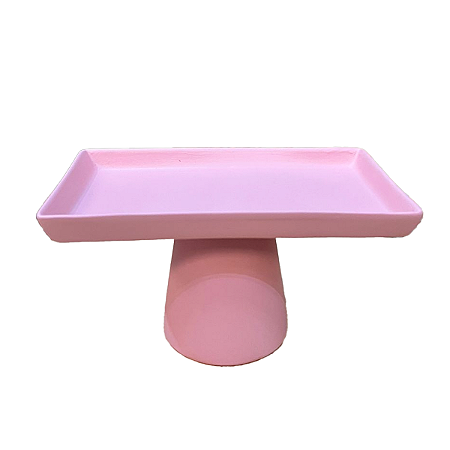 Mini Prato Chicago Retangular Pé Redondo Rosa Bebê Fosco