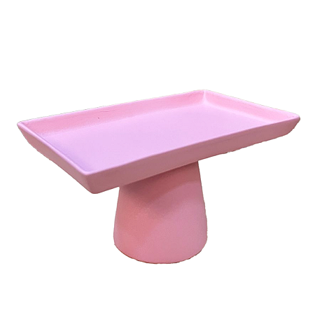 Mini Prato Chicago Retangular Pé Redondo Rosa Bebê Fosco