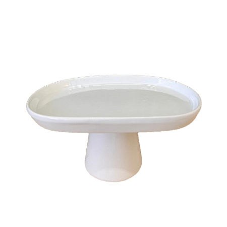 Mini Prato Chicago Oval Pé Redondo Branco  Decoração