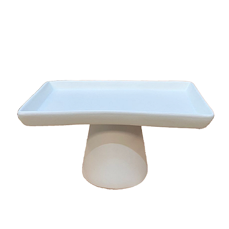 Mini Prato Chicago Retangular Pé Redondo Branco