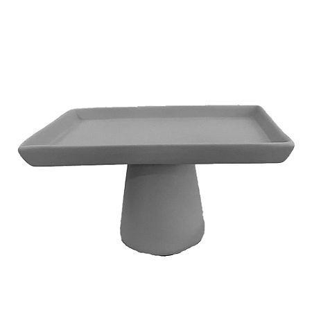 Mini Prato Chicago Retangular Pé Redondo Cinza Fosco