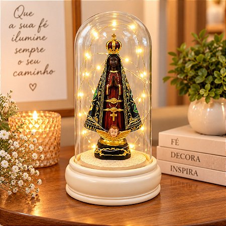 Redoma Led Com a Nossa Senhora Aparecida Acrílico Decorativa Festas
