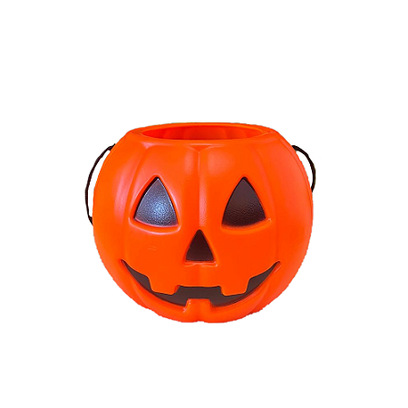 Caldeirão Abóbora Plástico Alça Preta Decorativo Halloween