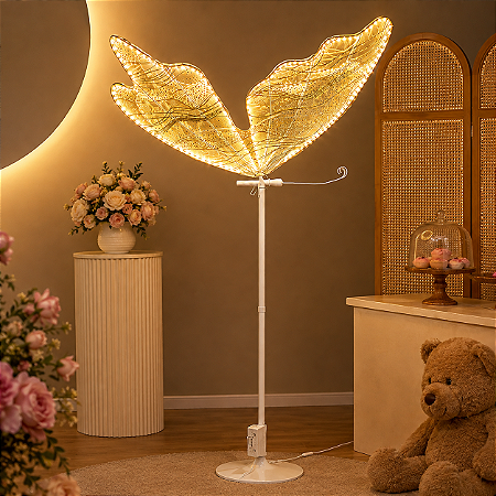 Borboleta Led Bivolt Det Dourado 80 Cm Não Movimenta Enfeite