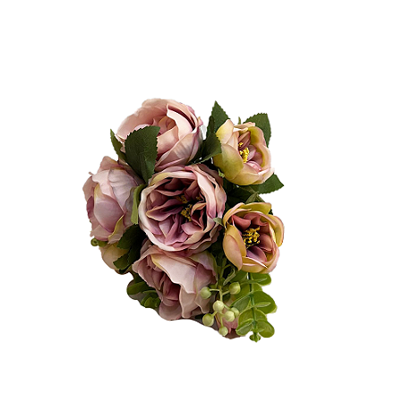 Buque Peonia Lilás Decorativa Flores Artificiais Decoração