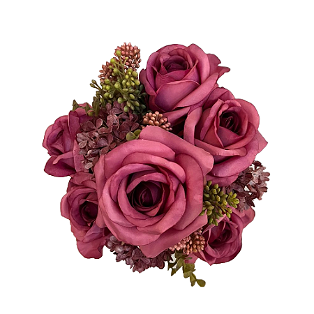Buque De Rosas Com Complemento Pink Decoração Flores