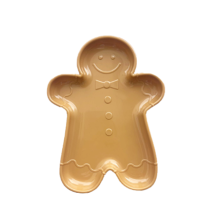 Bandeja Biscoito Gingerbread Ocre Liso Natal Decorativo