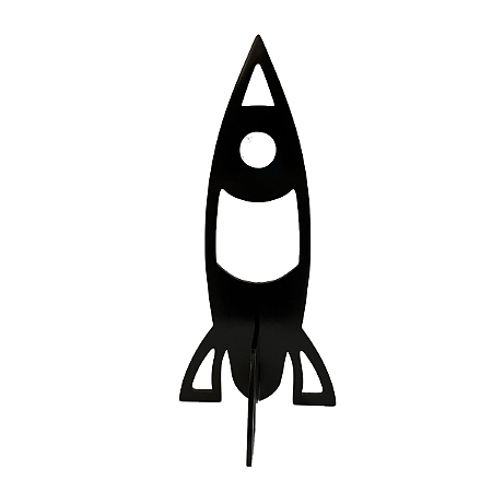 Foguete Preto Grande Decoração MDF Astronauta