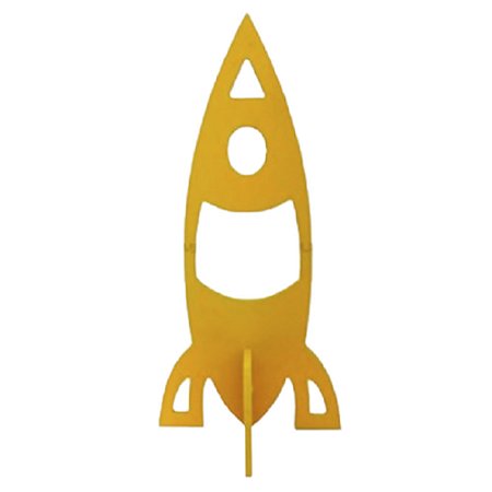 Foguete Amarelo Grande Decoração MDF Astronauta