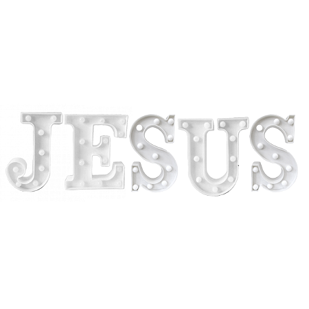 Kit Letras De Led Jesus 16CM Plástico Branco Decoração